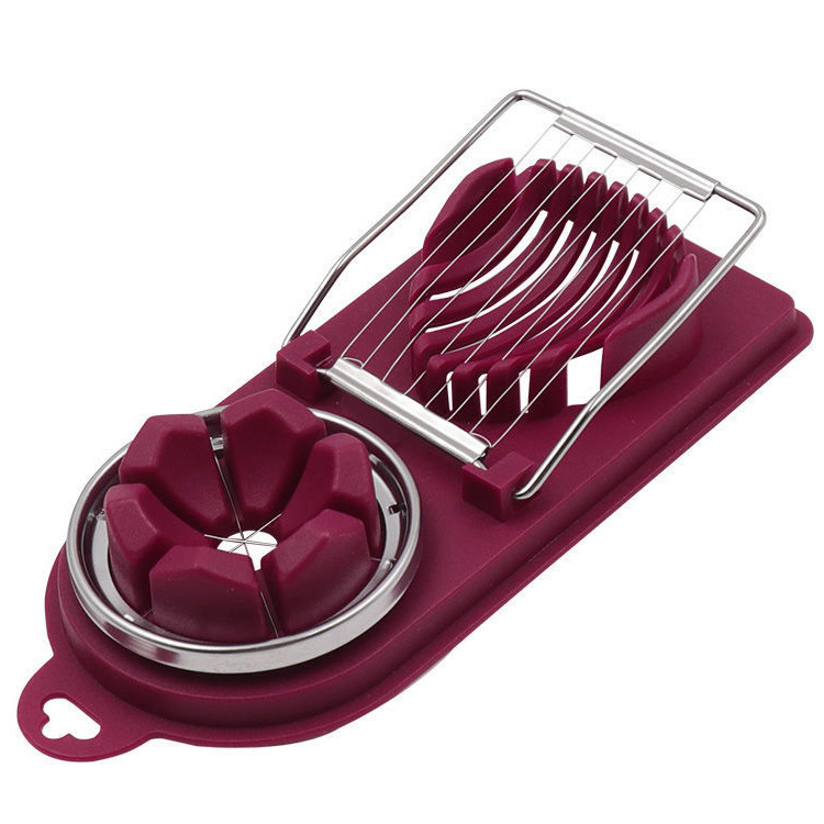 Dual-purpose egg cutter wine red