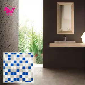Boton taş toptan mozaik yüzme havuzu kare mavi seramik banyo duvar çini cam mozaik