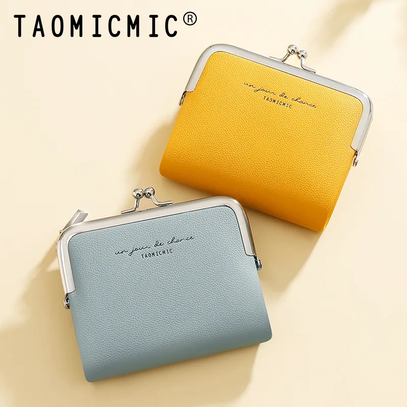 TAOMICMIC Student clip women wallet stylish simple short wallets style two-fold lady's purse