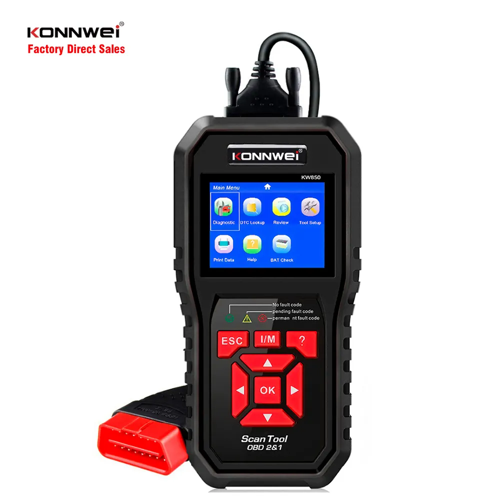 자동차 진단 도구 Konnwei KW850 엔진 스캐너 12V 자동차 OBD2 진단 기계 원 클릭 I/M 준비