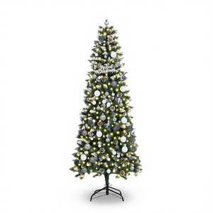 Árbol de Navidad Artificial de 82.68 Pulgadas en Verde con 300 Luces LED Blancas Cálidas, Árbol de Plástico Iluminado de National Tree Company - Product Image 1