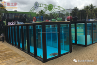 Piscine conteneur d'expédition extérieure mobile portable de 20 pieds et 40 pieds de taille personnalisée avec fenêtre en verre visible et escalier