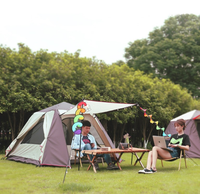 Tente Pop-Up Double Couche Entièrement Automatique en Polyester Bleu pour Camping en Plein Air, Épaisse, Imperméable et Anti-UV, Portable