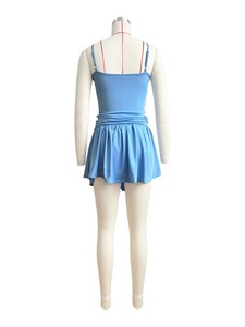 Lady Sexy 2 piezas trajes lindos tirantes ajustados Mini plisado acampanado dos piezas falda de tenis y conjunto superior para mujer - Product Image 4