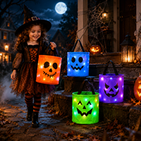 Seau à bonbons d'Halloween pour enfants, sacs à bonbons citrouille lumineux, paniers à friandises LED réutilisables, sacs cadeaux pour Halloween