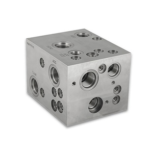 Kundenspezifischer CNC-Bearbeiteter Aluminium-Stahl Luftregel-Kartuschen-Hochdruck-Hydraulikölkreis <span class=keywords><strong>3</strong></span>-Ventil-Verteilerblock - Product Image 3