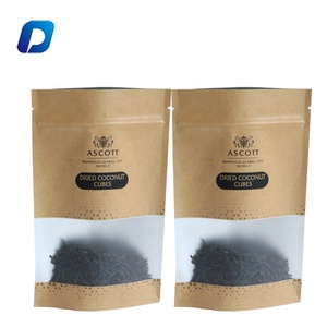 Doypack Túi Đứng Đựng Giấy Kraft Màu Nâu Trắng Có Khóa Kéo Túi Đựng Thực Phẩm Có Cửa Sổ - Product Image 3