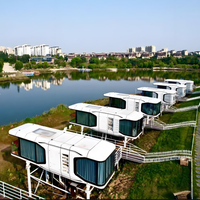 Cabane de villégiature en aluminium de luxe, type capsule spatiale, imperméable, préfabriquée, modulaire, pour station balnéaire
