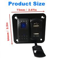 Pengisi Daya USB Ganda DC12V-24V 4.8A dengan Voltmeter LED Sakelar Rocker LED dengan Dudukan untuk Truk ATV UTV Kapal Laut SUV Karavan