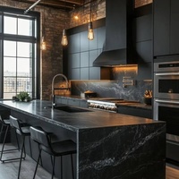Meubles modulaires stratifiés personnalisés : Armoire de cuisine, panier, accessoires pour four, réfrigérateur, lave-vaisselle en contreplaqué et panneaux de particules