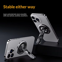 Support magnétique pour téléphone avec anneau de maintien, en alliage d'aluminium, rotation à 360 degrés, hauteur réglable, support de bureau stable, poignée de maintien