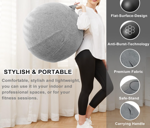 Ballons <span class=keywords><strong>de</strong></span> <span class=keywords><strong>sport</strong></span> en PVC pour yoga, gymnastique, exercices <span class=keywords><strong>de</strong></span> Pilates, entraînement, 45, 55, 65, 75 cm <span class=keywords><strong>avec</strong></span> housse amovible, logo personnalisé - Product Image 5