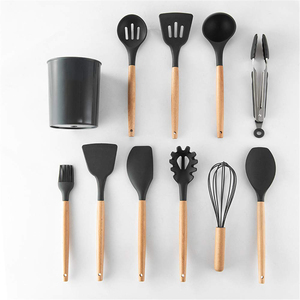 Kitchenware12 Piece Wooden Kitchen <b>Cooking</b> <b>Utensil</b> Set <b>Silicone</b> - Product Image 3