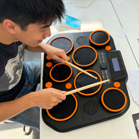 Batterie électronique de table sans fil rechargeable, portable, numérique, double couche, en aluminium, avec sensibilité réglable