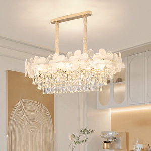 French Crystal Chandelier Round LED E27 Multi Head Home Bedroom Dining Room <b>Light</b> Luxury Cream Style - Product Image 1
