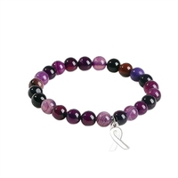Bracelet en perles d'agate avec logo classique de la Journée mondiale contre le SIDA, style mode transfrontalier Europe-Amérique