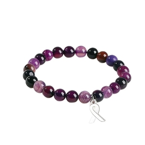 Pulsera de Cuentas de Ágata con Logotipo del Día Mundial contra el SIDA, Diseño Clásico de Moda Europea y Americana - Product Image 3