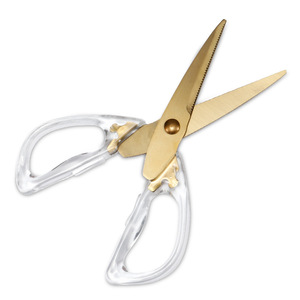 <b>Kitchen</b> <b>Scissors</b> Stainless Steel Transparent Handle Gold Electroplated For Home Use - Product Image 2