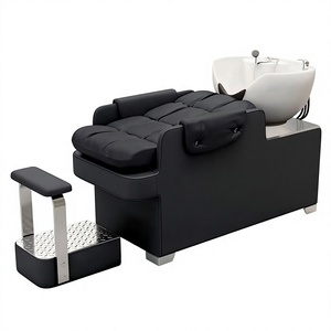 Ensemble moderne de fauteuil de lavage et de bac à shampoing pour salon, station de lavage de cheveux rembourrée avec structure métallique pour salon de beauté - Product Image 1