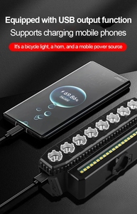 HSD J1018 Nouveau phare de vélo VTT à LED rechargeable par USB, lampe de <span class=keywords><strong>cyclisme</strong></span> étanche avec <span class=keywords><strong>klaxon</strong></span> intégré - Product Image 4