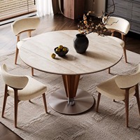 Table à manger extensible de luxe en pierre frittée, table ronde convertible pour petits espaces