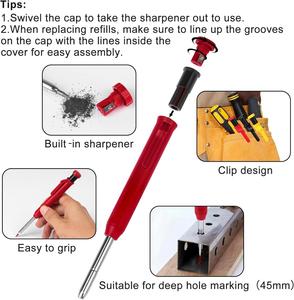 2.8mm Deep Hole Mechanical Carpenter Pencil for Woodworking Construction Architect Built-in Sharpener Marker Pen - Product Image 2