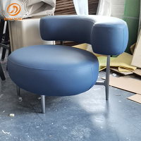 Vente en gros, meubles de restaurant, bon marché, canapé en velours, chaises de loisirs bleu foncé