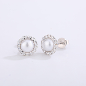 Elegant S925 <b>Silver</b> Freshwater Pearl <b>Stud</b> Earrings Zircon Floral Leaf Jewelry for Women Wedding Bridal Anniversary Gift - Product Image 2