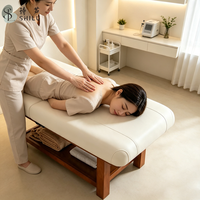 Tempat Tidur Pijat Elektrik Modern Multifungsi untuk Salon Spa, Rangka Kayu Solid, Perawatan Wajah, Moxibustion, dan Hidroterapi