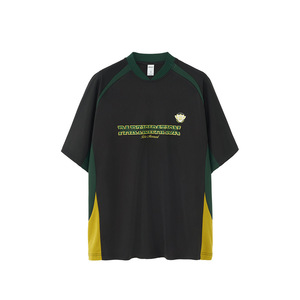 100% poliéster 200G deportes empalme estampado camiseta americana Retro deportes corte Color a juego manga corta Camiseta para hombres - Product Image 6