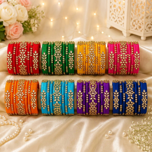 Ensemble de bracelets ethniques plaqués or avec strass floraux pour femmes, bijoux de mariage, bracelets en alliage avec incrustations de cristaux - Product Image 1