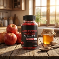 Gummies au vinaigre de cidre de pomme sans sucre, saveur pomme, 60 unités, complément alimentaire, marque privée