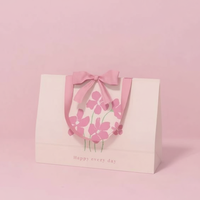 Sac en papier classique recyclable avec motif floral artistique, en matériaux recyclés, poignée en corde de coton, pour huiles essentielles et produits de beauté