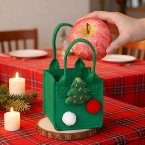 Túi tote nỉ hình quả táo Giáng sinh chất lượng cao, túi xách nhỏ, túi quà tặng, bán buôn từ nhà máy, đồ trang trí Giáng sinh - Product Image 5