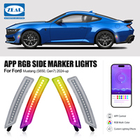 Feux latéraux à LED RGB à changement de couleur contrôlés par application pour Ford Mustang S650 Gen7 2024 et plus, lentille transparente, 4 pièces