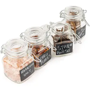 Glas Opslag Potten Met Deksels 100Ml Voedsel Containers-Luchtdicht Clear Behoud Seal Brede Mond Containers Met Draad Clip