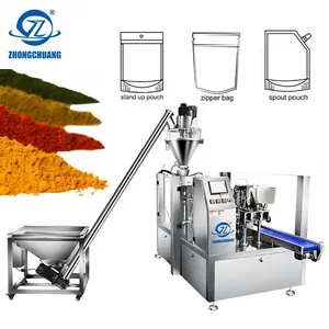 수평 회전 도이 팩 포장 말차 커스터드 마살라 향신료 충전 서서 미리 만들어진 파우치 분말 포장 기계