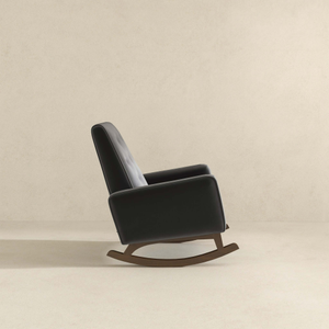 Elegant Modern Demetrius Dark <b>Grey</b> Fabric Rocking Chair with Solid Wood <b>Frame</b> Durable & Portable for Living Room Bedroom Dining - Product Image 4