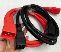 Cordon d'alimentation rouge 12AWG, 20A, 250V, IEC60320-C19 vers IEC60320-C20, SJT, noir, 6 pieds