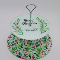 Multicouche plateau de service 2-couche gâteau stand cupcake rack ensembles de luxe de fer deux-couche portable collation melon graines plaque de bonbons
