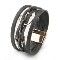 Bracelet magnétique multi-couches en similicuir tressé à la main, style euro-américain, minimaliste, cadeau pour femme, vente en gros