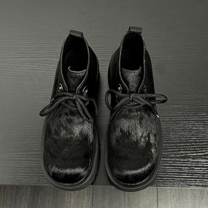 Botas de Tobillo para Hombre con Plataforma y Tacón Alto, de Pelo de Caballo y Cuero, con Punta Ancha, Color Negro, Novedad para Dropshipping - Product Image 2