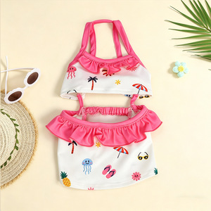 Maillot de bain deux pièces pour chien, imprimé rose, léger, tenue mignonne d'été pour ours en peluche - Product Image 1