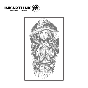 Autocollant <span class=keywords><strong>de</strong></span> <span class=keywords><strong>tatouage</strong></span> INKARTLINK pour le corps, autocollant <span class=keywords><strong>de</strong></span> <span class=keywords><strong>tatouage</strong></span> en papier, fille <span class=keywords><strong>sorcière</strong></span>, lune, imperméable, écologique, longue durée, 15 jours, en vrac - Product Image 3