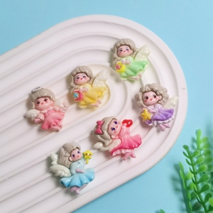 Nueva Moda, 100 Piezas/Bolsa, Adorables Mini Ángeles Alados de Resina, Cabujones Planos para Decoración de Fundas de Teléfono, Manualidades, Scrapbooking - Product Image 3