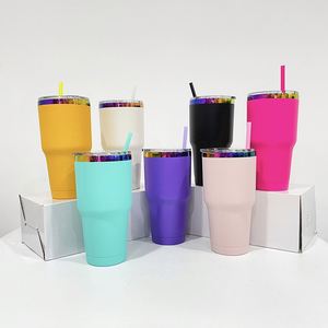Gobelet isotherme en acier inoxydable personnalisé, revêtement poudré arc-en-ciel, 30 oz, logo gravé au laser, design d'impression 3D - Product Image 2