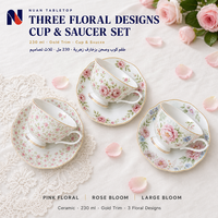 Ensemble de tasses à café en céramique de style britannique, 230 ml, tasse à café en céramique florale avec soucoupe, ensemble de tasses à thé en céramique pour salle à manger