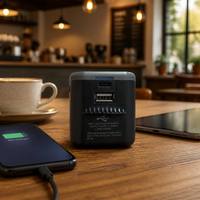 Adaptador de Viaje USB-C PD de 35W con Doble Puerto USB, Plegable, con Enchufes EU, UK y US para Uso Mundial