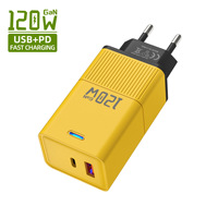 Tête de charge PD 120W avec adaptateur EU/US/UK, chargeur à lumière bleue QC3.0 OTP OCP pour téléphones mobiles 15 16pro