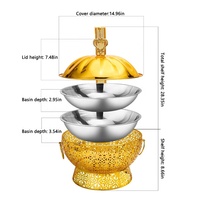Ensemble de réchauds de luxe en acier inoxydable doré de 8 L de qualité alimentaire professionnelle avec couvercle pour buffet et service traiteur